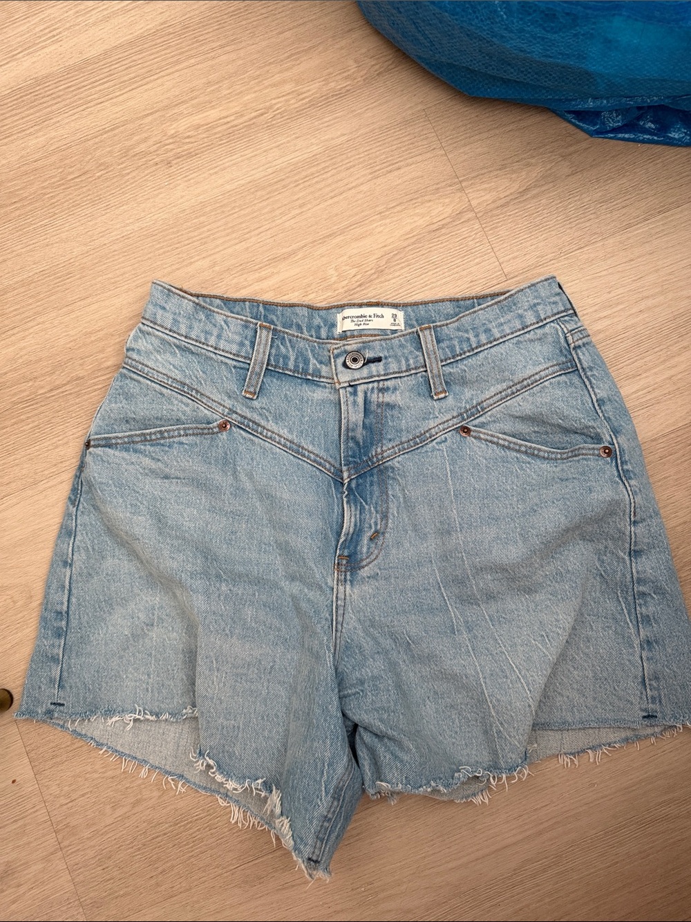 Abercrombie & Fitch Light Blue Denim High-Rise Cutoff Shorts